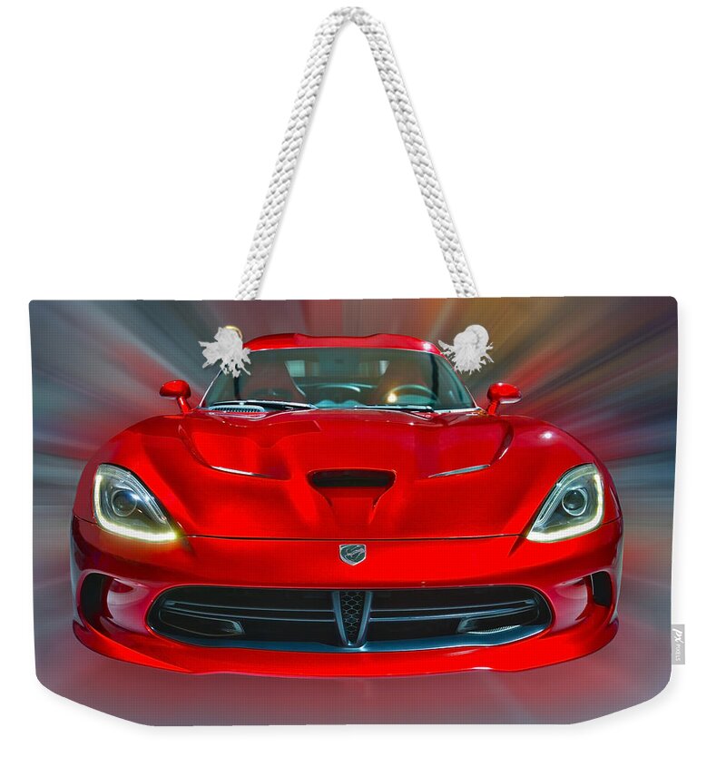 Cars Weekender Tote Bag featuring the photograph Dodge Viper SRT 2013 by Dragan Kudjerski