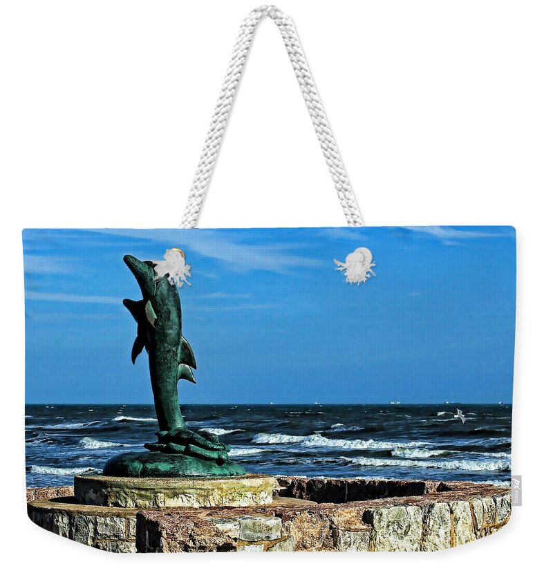 Dolphin Weekender Tote Bag featuring the photograph Dolphin Statue by Judy Vincent