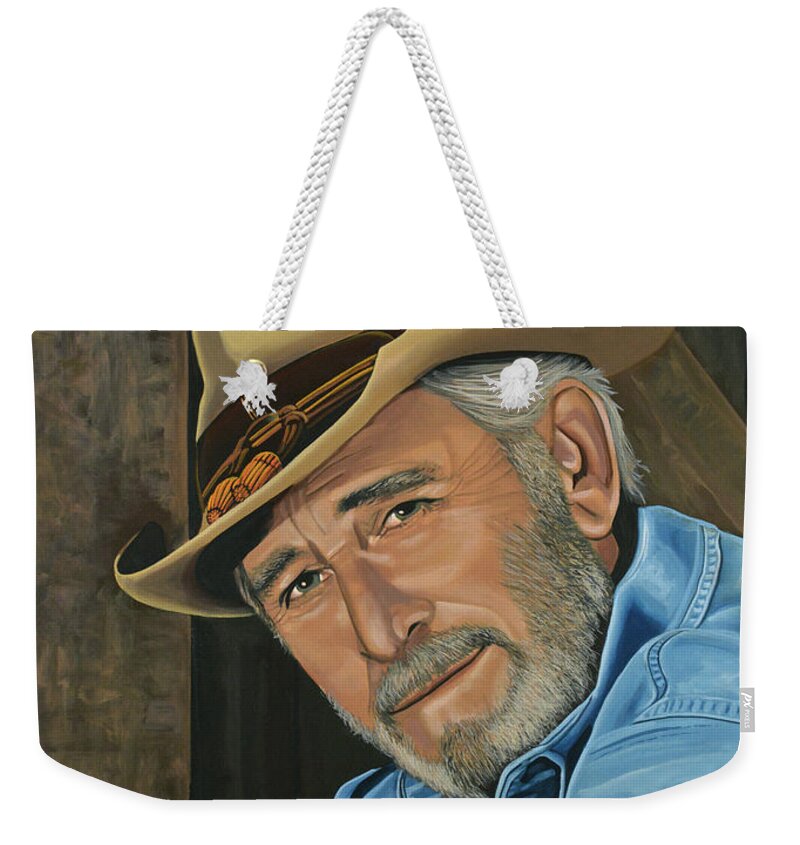 Don Williams Weekender Tote Bag featuring the painting Don Williams Painting by Paul Meijering