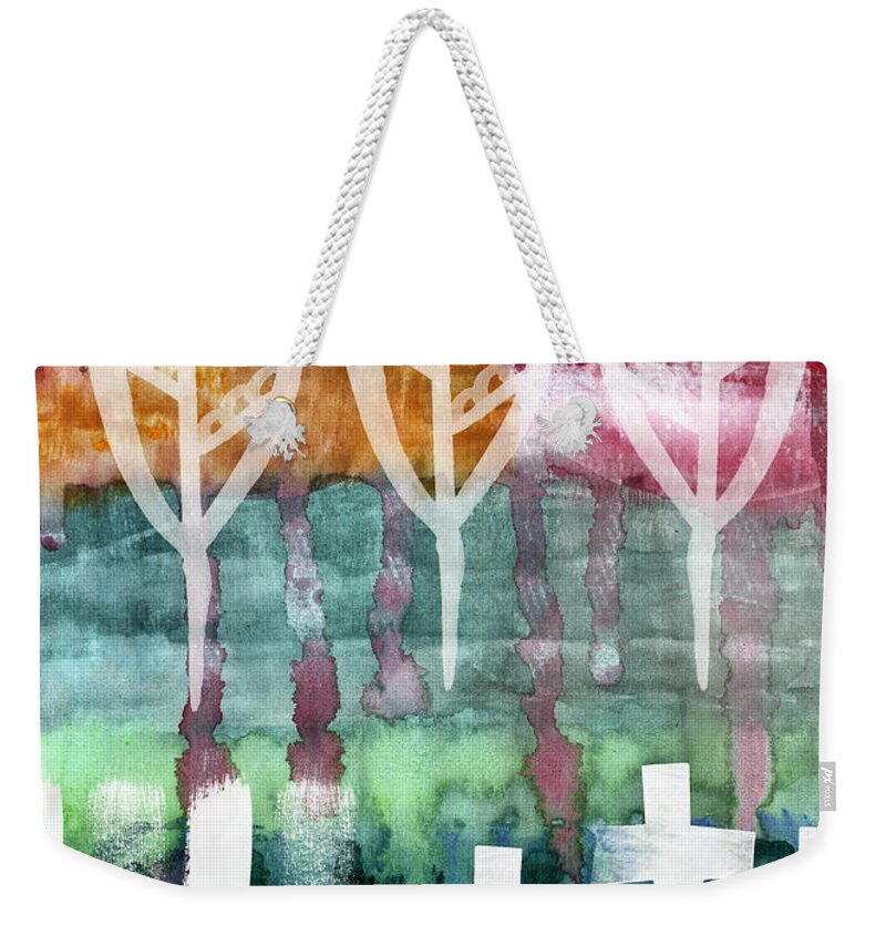 Abstract Painting Weekender Tote Bag featuring the painting Done Too Soon by Linda Woods