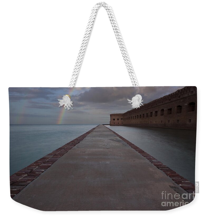Rainbow Weekender Tote Bag featuring the photograph Double Rainbow over Fort Jefferson by Keith Kapple