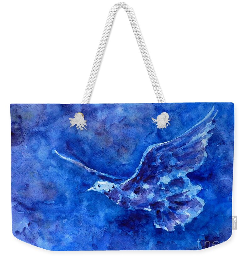 Dove Weekender Tote Bag featuring the painting Dove by Zaira Dzhaubaeva