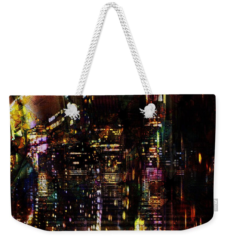 Down The Street Weekender Tote Bag featuring the mixed media Down the Street by Kiki Art
