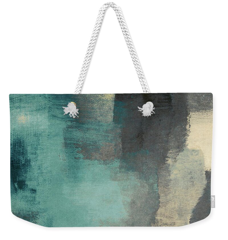 Abstract Weekender Tote Bag featuring the digital art Downtown Blue Rain I by Lanie Loreth