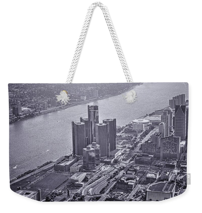 Renaissance Center Weekender Tote Bag featuring the photograph Downtown Detroit by Nicholas Grunas