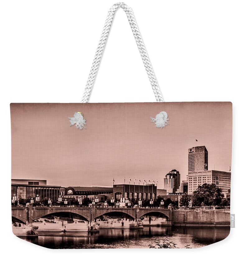 Indiana Weekender Tote Bag featuring the photograph Downtown Indianapolis by Ron Pate