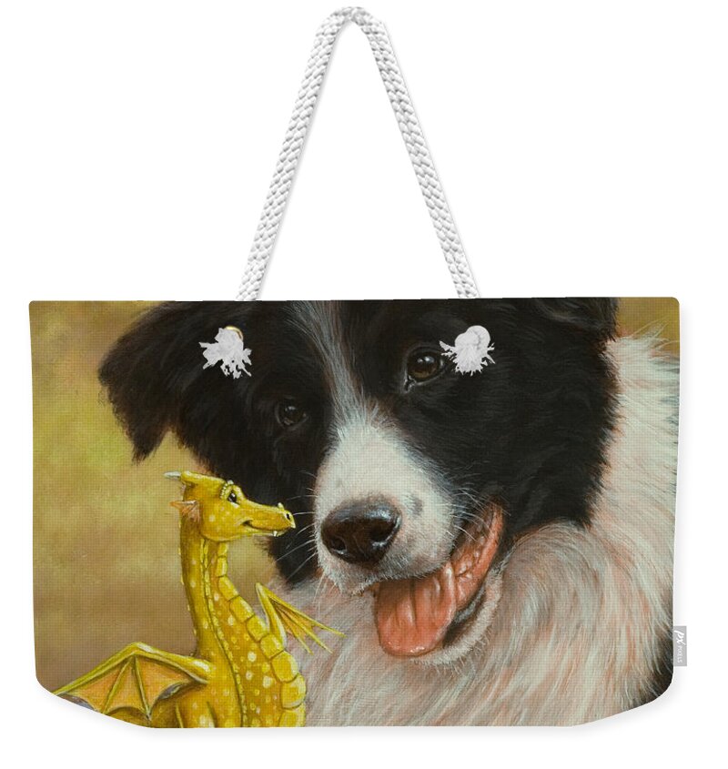 Dog Paintings Weekender Tote Bag featuring the painting Dragon tails by John Silver
