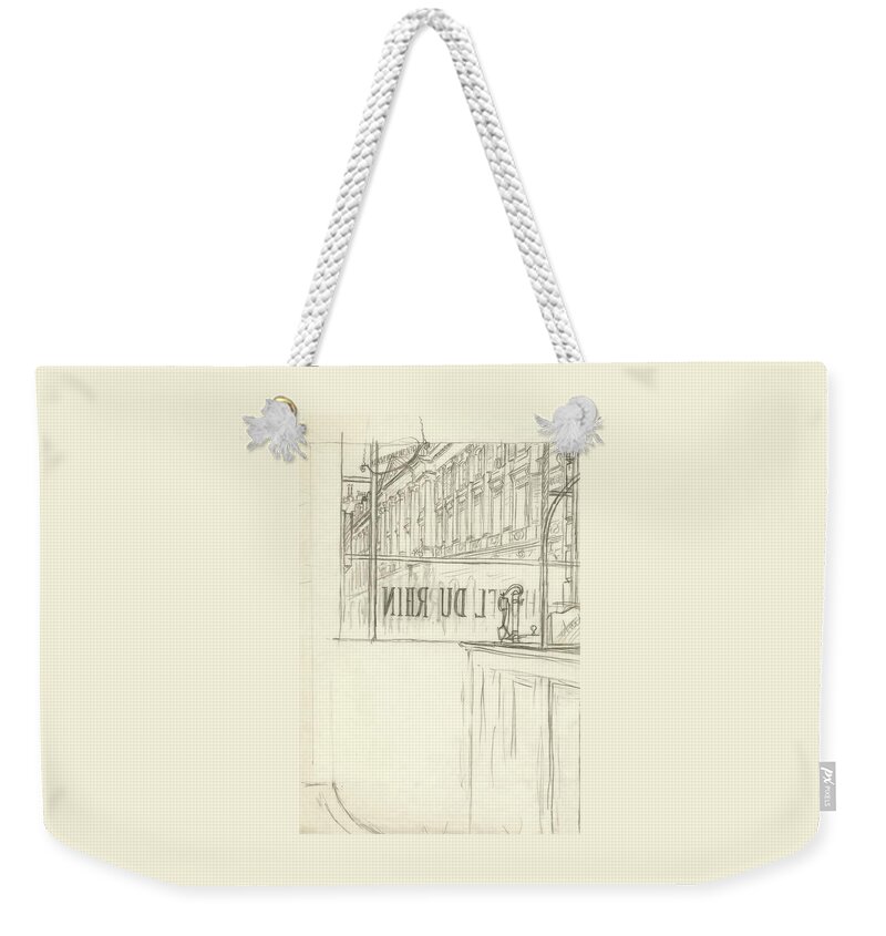 Drawing Of A Bar And Front Window Of Hotel Du Rhin Weekender Tote Bag