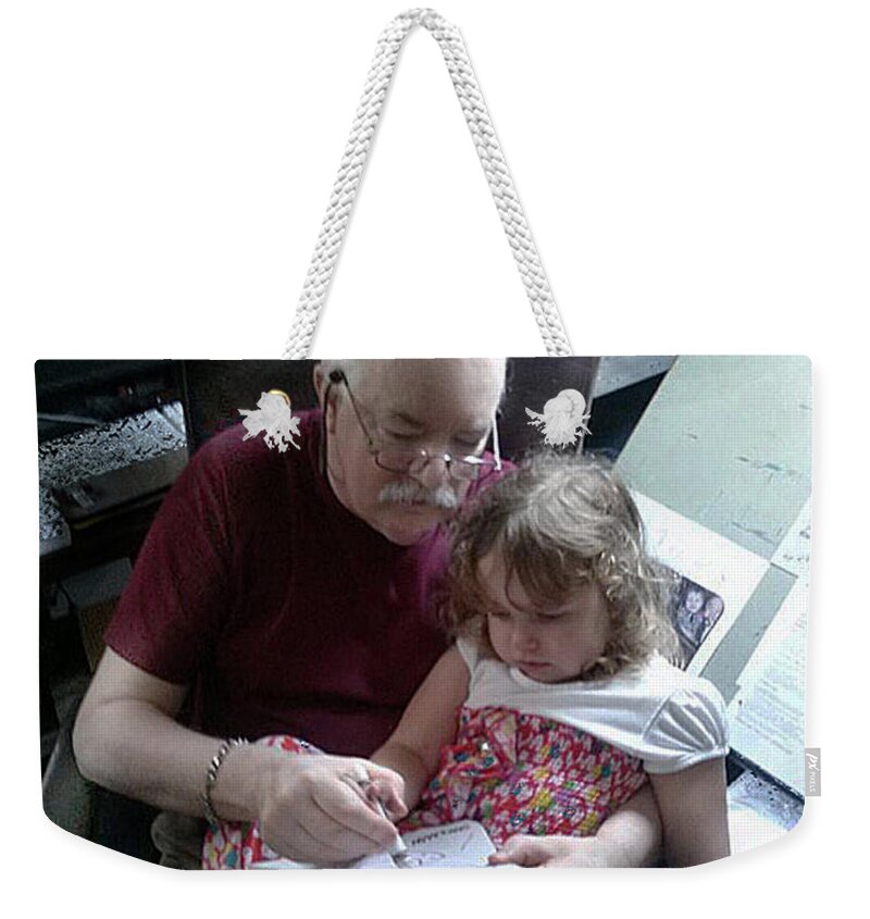 Drawing With Gracie Weekender Tote Bag featuring the photograph Drawing With Gracie by Seth Weaver