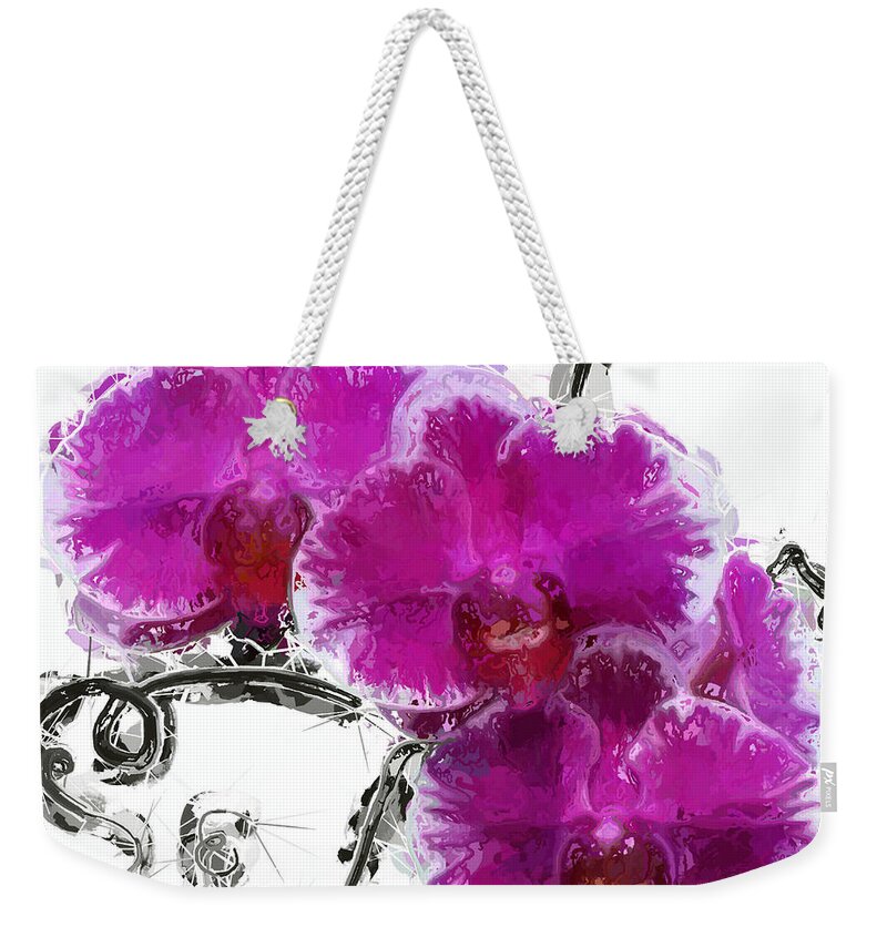 Anthony Fishburne Weekender Tote Bag featuring the digital art Dreamy Orchids by Anthony Fishburne
