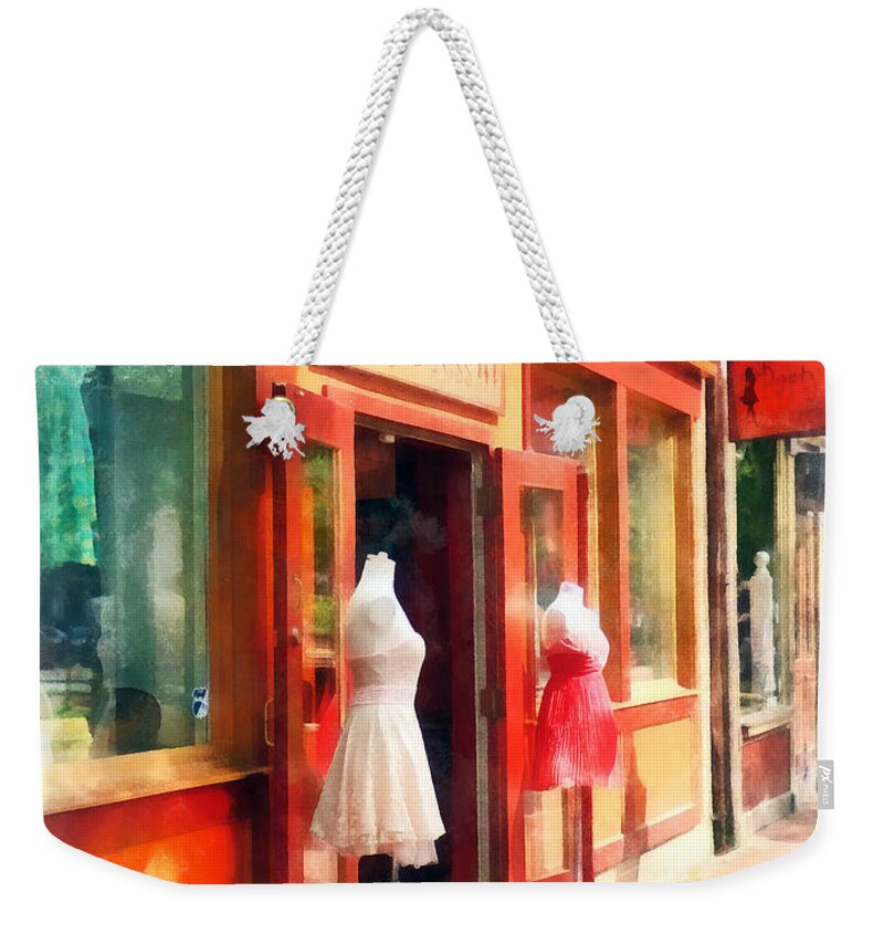 Dress Weekender Tote Bag featuring the photograph Dress Shop Fells Point MD by Susan Savad