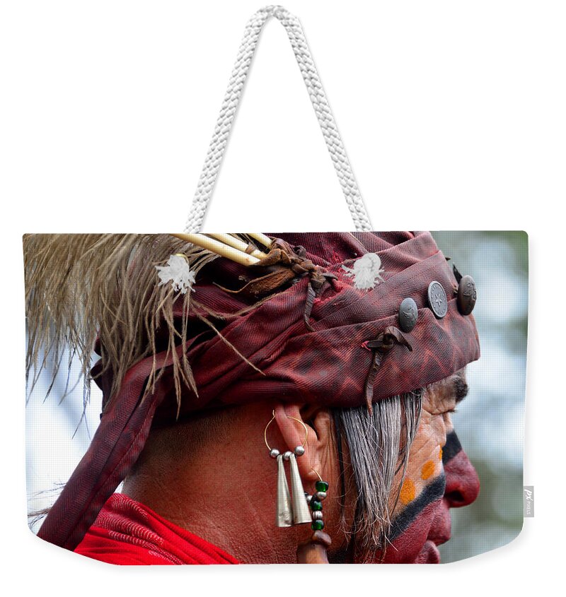 Seminole Indian Weekender Tote Bag featuring the photograph Dressed for battle by David Lee Thompson