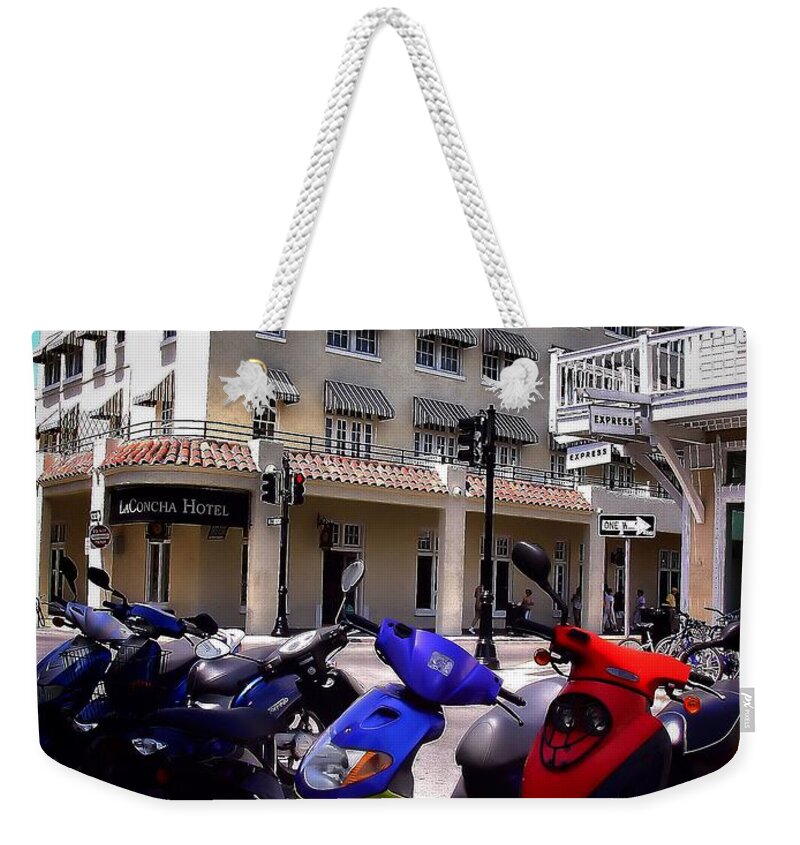 Key West Weekender Tote Bag featuring the photograph Drivin Duval by Robert McCubbin