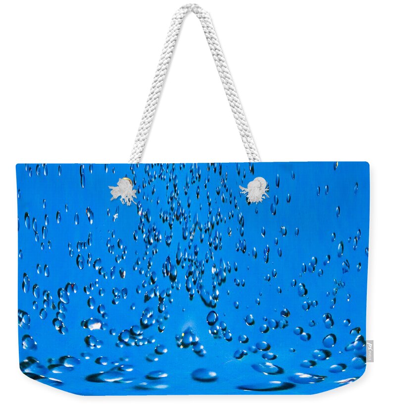 Water Weekender Tote Bag featuring the digital art Droplets Cascade by David Pyatt