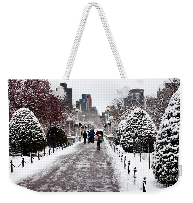 Boston Weekender Tote Bag featuring the photograph Duck Pond Bridge by Thomas Marchessault