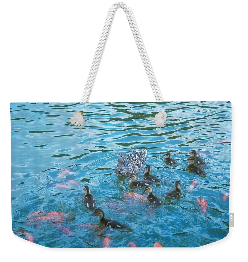Ducks Weekender Tote Bag featuring the photograph Ducks and Koi 2 by Samantha Lusby
