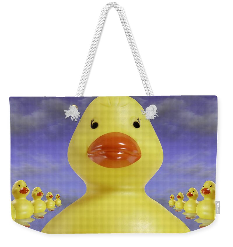 Fun Art Weekender Tote Bag featuring the photograph Ducks In A Row 3 by Mike McGlothlen