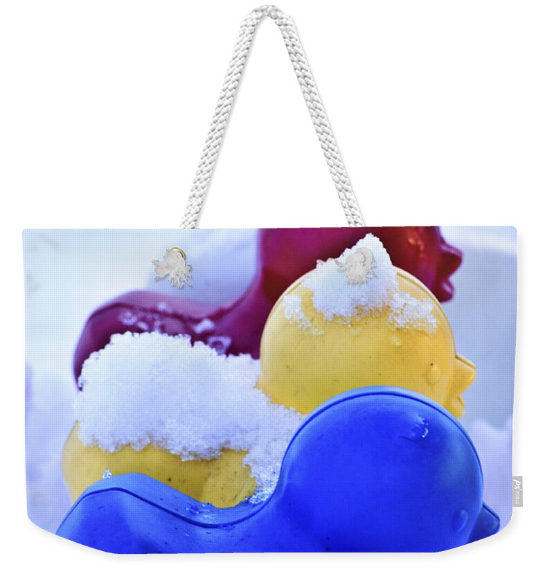 Birds Weekender Tote Bag featuring the photograph Ducks in a Row by Christi Kraft