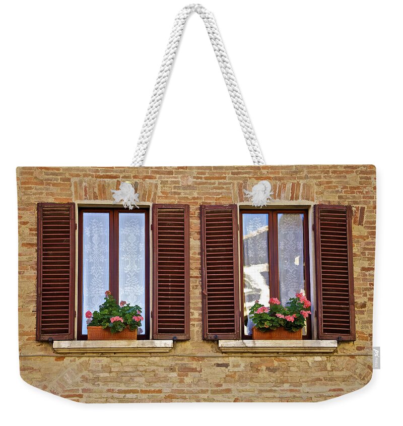 Art Weekender Tote Bag featuring the photograph Dueling Windows of Tuscany by David Letts
