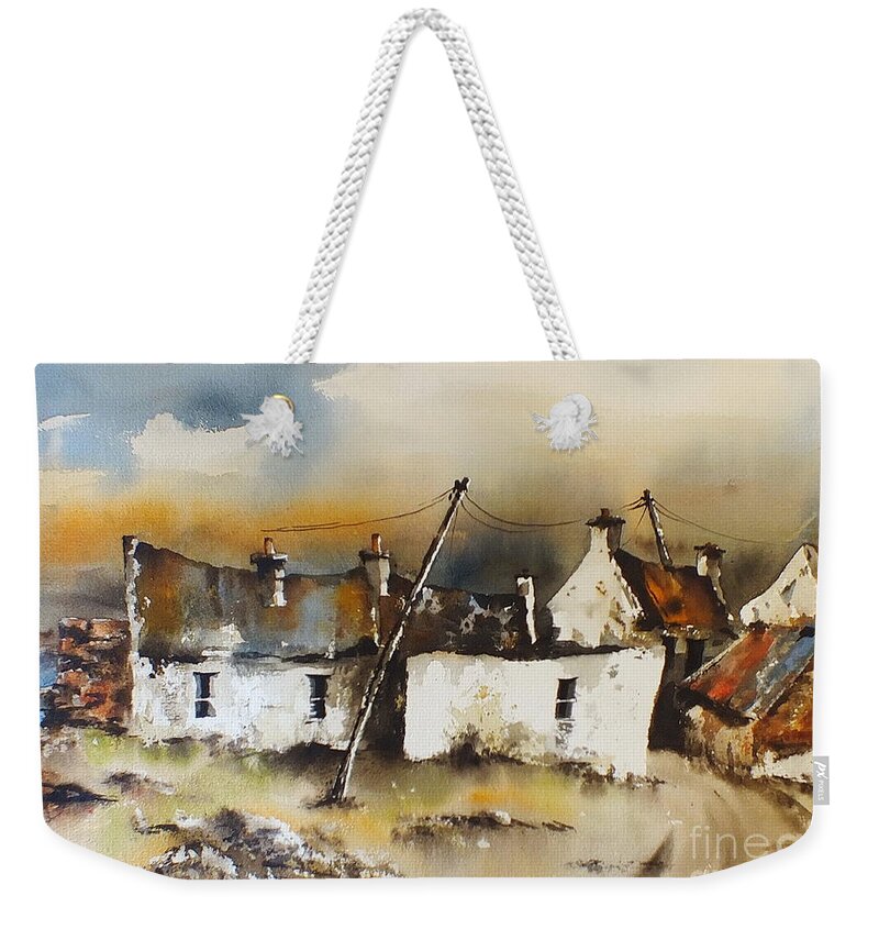 Val Byrne Weekender Tote Bag featuring the painting Dugort Panoptic Demo Video by Val Byrne