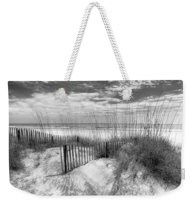 Clouds Weekender Tote Bag featuring the photograph Dune Fences by Debra and Dave Vanderlaan