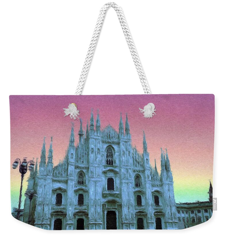 Catholic Weekender Tote Bag featuring the painting Duomo di Milano by Jeffrey Kolker