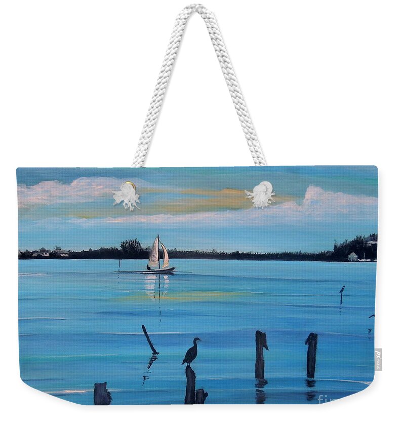 San Pedro Weekender Tote Bag featuring the painting Dusk approaching by Marilyn McNish