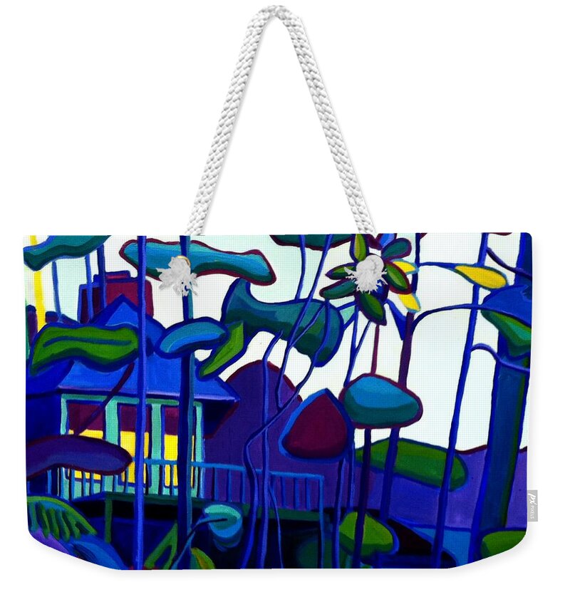 Landscape Weekender Tote Bag featuring the painting Dusk on Massapoag by Debra Bretton Robinson