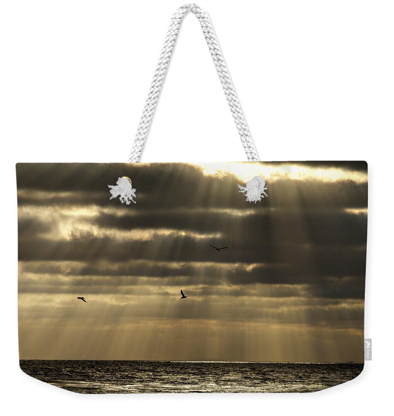 Sunset Weekender Tote Bag featuring the photograph Dusk on Pacific by Joe Schofield