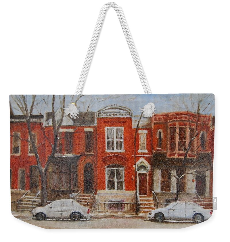 Chicago Rowhouse Weekender Tote Bag featuring the painting Dusting on Dickens by Will Germino