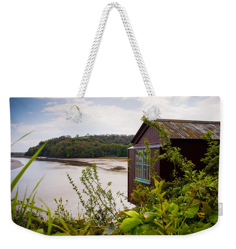 Blue Weekender Tote Bag featuring the photograph Dylan Thomas Boat House by Mark Llewellyn