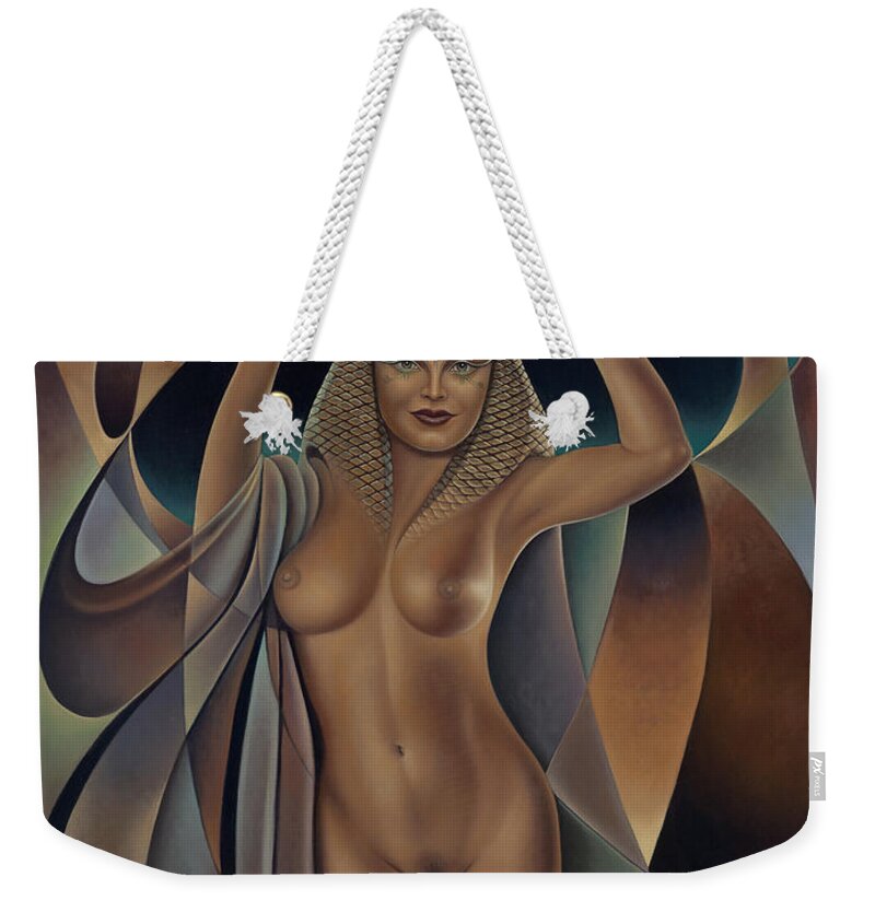 Nude-art Weekender Tote Bag featuring the painting Dynamic Queen 5 by Ricardo Chavez-Mendez
