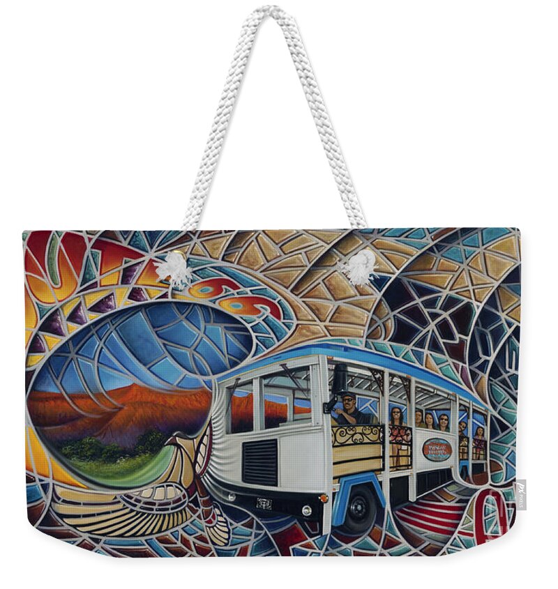 Mosiac Weekender Tote Bag featuring the painting Dynamic Route 66 II by Ricardo Chavez-Mendez