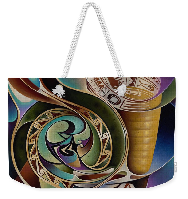 Abstract Weekender Tote Bag featuring the painting Dynamic Still I by Ricardo Chavez-Mendez