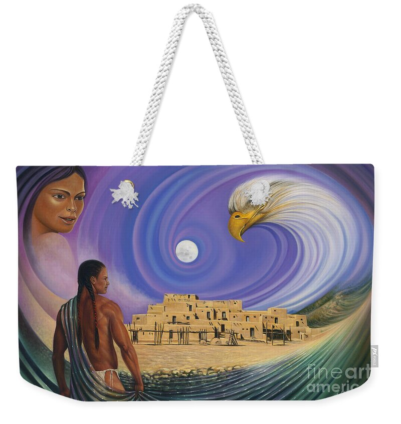 Taos Weekender Tote Bag featuring the painting Dynamic Taos I by Ricardo Chavez-Mendez