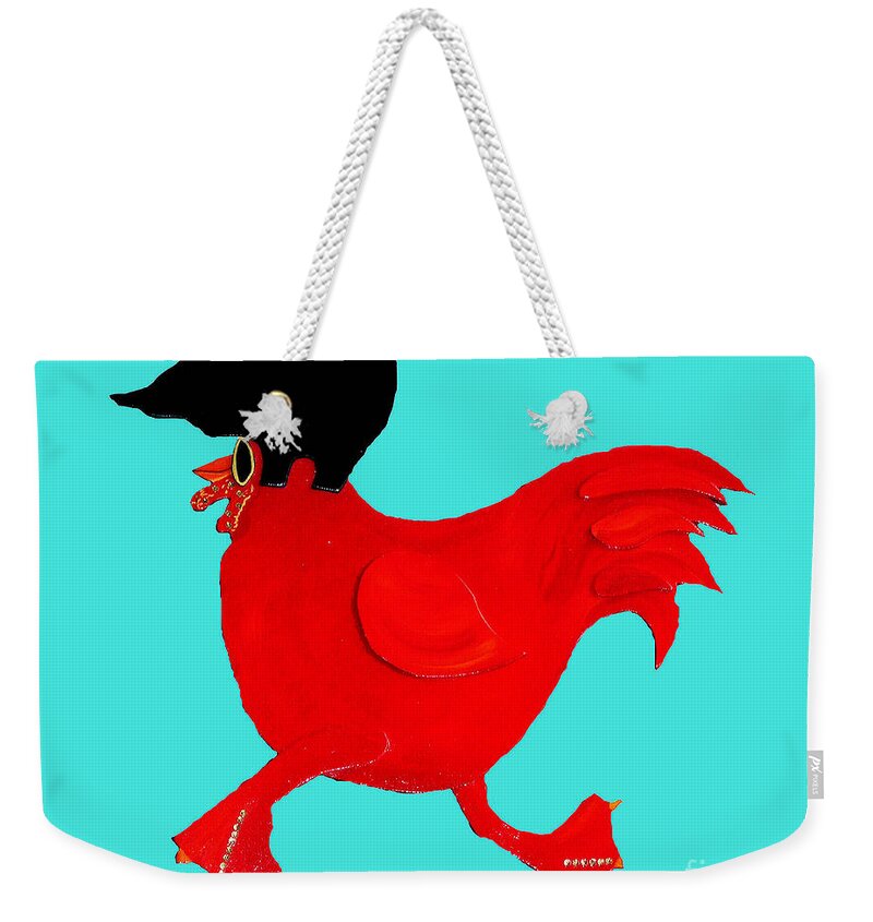 Elvis Weekender Tote Bag featuring the mixed media E Chicken by Lizi Beard-Ward
