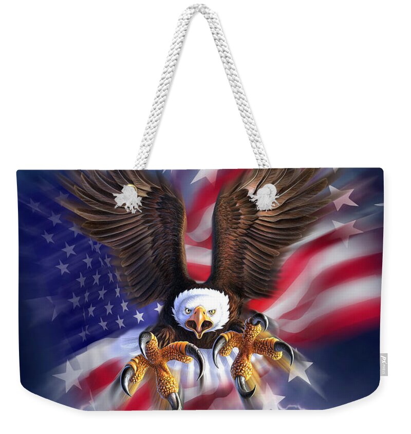 Eagle Weekender Tote Bag featuring the digital art Eagle Burst by Jerry LoFaro