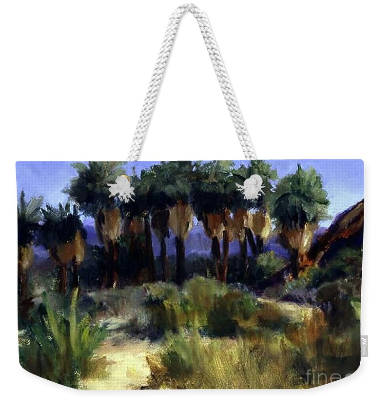 Palm Springs Area Weekender Tote Bag featuring the painting This is Home Thousand Palms Preserve by Maria Hunt