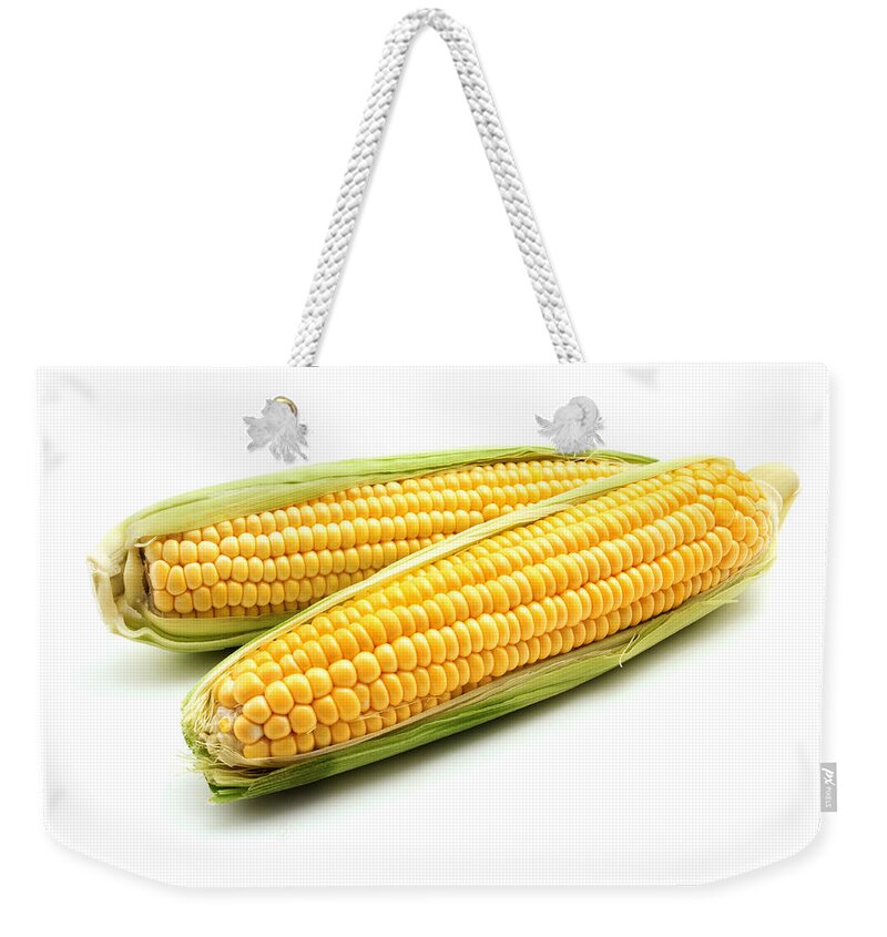 White Background Weekender Tote Bag featuring the photograph Ears of maize by Fabrizio Troiani