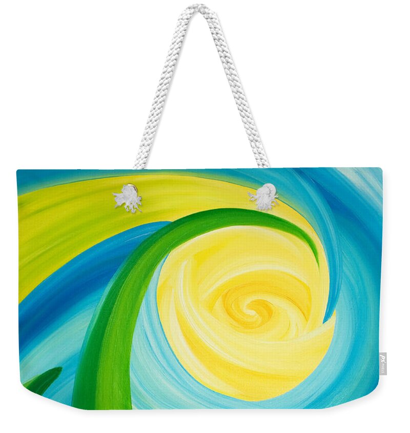 Ginny Gaura Weekender Tote Bag featuring the painting Earth and Sky Meet by Ginny Gaura