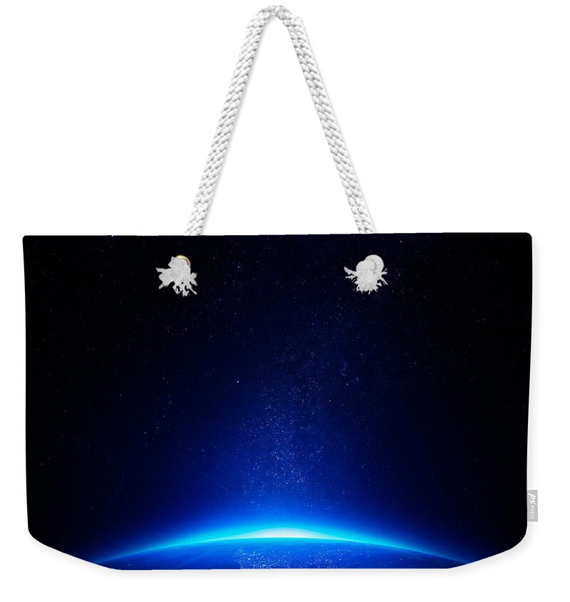 Earth Weekender Tote Bag featuring the photograph Earth at night with city lights by Johan Swanepoel