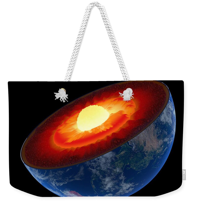Earth Weekender Tote Bag featuring the photograph Earth core structure to scale - isolated by Johan Swanepoel