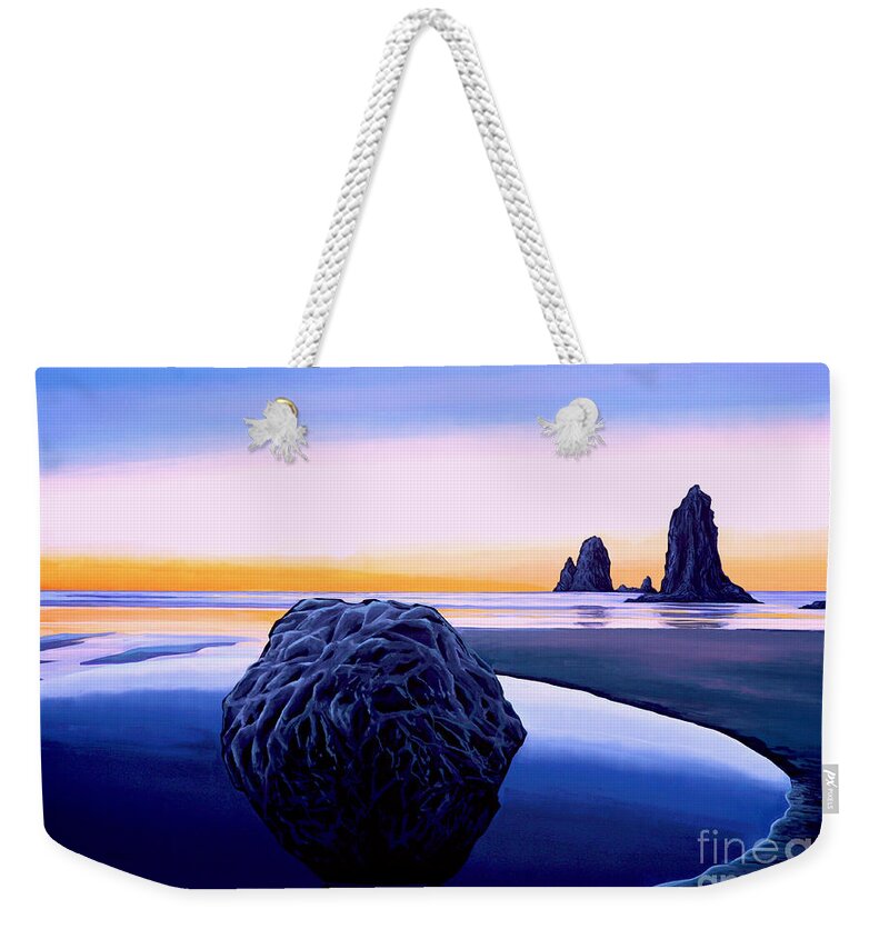 Sunset Weekender Tote Bag featuring the painting Earth Sunrise by Paul Meijering