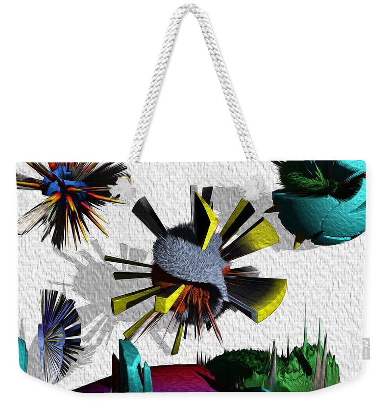 Spikes Weekender Tote Bag featuring the digital art Corona Virus by Robert Margetts