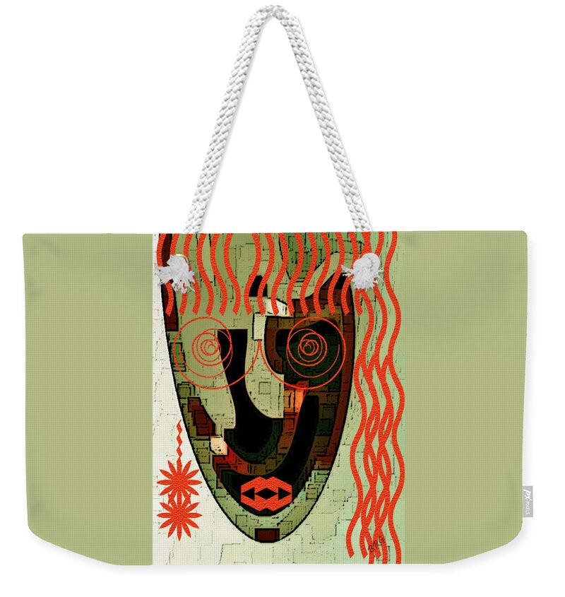 Abstract Face Weekender Tote Bag featuring the digital art Earthy Woman by Ben and Raisa Gertsberg