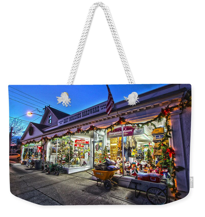 East Moriches Hardware Weekender Tote Bag featuring the photograph East Moriches Hardware by Robert Seifert