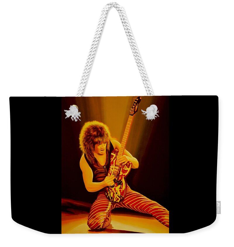 Eddie Van Halen Weekender Tote Bag featuring the painting Eddie van Halen Painting by Paul Meijering