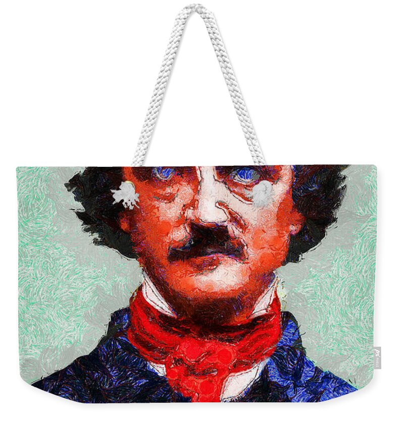 Edgar Weekender Tote Bag featuring the photograph Edgar Allan Poe Inspired By Van Gogh 20140921 by Wingsdomain Art and Photography