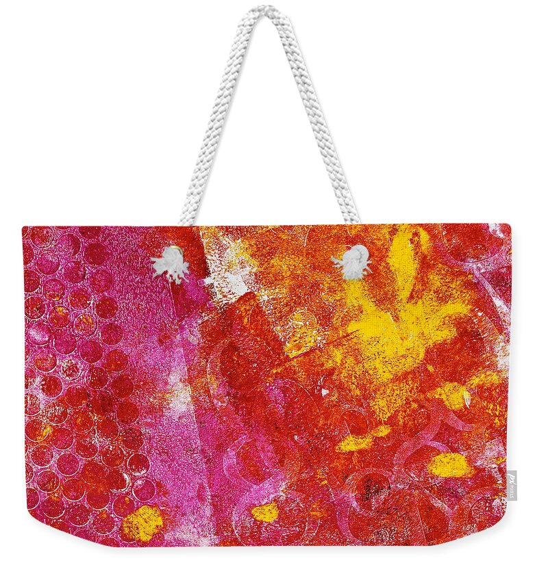Acrylic Monoprint Weekender Tote Bag featuring the painting Effusion by Bellesouth Studio
