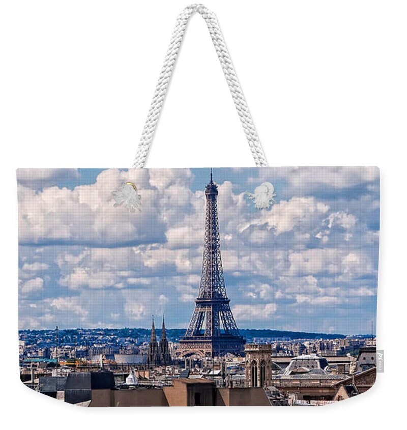 Crystal Cruise Weekender Tote Bag featuring the photograph Eiffel Tower Panorama by Mitchell R Grosky